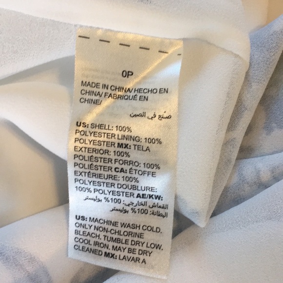 WHBM Gathered-Detail White and Blue Floral-Print Blouse, 0P - Picture 8 of 8